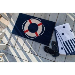 1'4" X 2'4" Man Overboard Indoor/Outdoor Coir Doormat Blue/White/Red - Entryways -Safavieh Store GUEST 2ab095dd d89a 49d6 9336 655a08bf723d