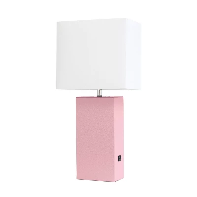 21" Lexington Leather Base Modern Home Decor Bedside Table Lamp With USB Charging Port And Fabric Shade - Lalia Home 22 21" Lexington Leather Base Modern Home Decor Bedside Table Lamp With USB Charging Port And Fabric Shade - Lalia Home - Image 20