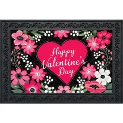 Briarwood Lane Happy Valentine's Floral Doormat Love Heart Indoor Outdoor 30" X 18"