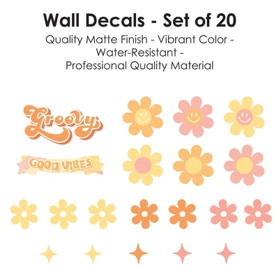 Big Dot Of Happiness Stay Groovy - Peel And Stick Boho Floral Home Decor Vinyl Wall Art Stickers - Wall Decals - Set Of 20 7 Big Dot Of Happiness Stay Groovy - Peel And Stick Boho Floral Home Decor Vinyl Wall Art Stickers - Wall Decals - Set Of 20 - Image 5