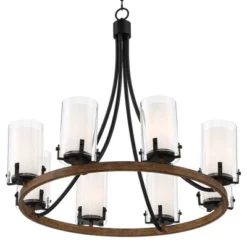 Stiffel Black Wood Wagon Wheel Chandelier 29 1/2" Wide Industrial Clear Outer Frosted Inner Glass 8-Light For Dining Room House 13 Stiffel Black Wood Wagon Wheel Chandelier 29 1/2" Wide Industrial Clear Outer Frosted Inner Glass 8-Light For Dining Room House -Safavieh Store GUEST 3041151d f75d 4b16 b688 6c10c165c76b