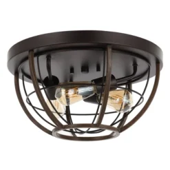 15.75" 3-Light Lyla Rustic Farmhouse Iron LED Flush Mount Wood Finished/Oil Rubbed Bronze - JONATHAN Y 16 15.75" 3-Light Lyla Rustic Farmhouse Iron LED Flush Mount Wood Finished/Oil Rubbed Bronze - JONATHAN Y -Safavieh Store GUEST 306c08cf ee6a 4e7e 864c d65d0ea03287
