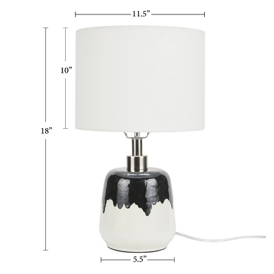18" Black/White Abstract Splash Ceramic Table Lamp - Nourison 8 18" Black/White Abstract Splash Ceramic Table Lamp - Nourison - Image 6