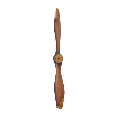 48" X 5" Metal Airplane Propeller 2 Blade Wall Decor With Aviation Detailing Brown - Olivia & May 4 48" X 5" Metal Airplane Propeller 2 Blade Wall Decor With Aviation Detailing Brown - Olivia & May - Image 2