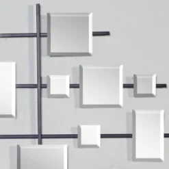Glam Metal Abstract Wall Decor With Square Mirrored Accents Black - Olivia & May -Safavieh Store GUEST 333ff6d4 8518 45df 93b4 49017aeca28a