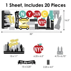 Big Dot Of Happiness NYC Cityscape - Peel And Stick New York Skyline Vinyl Wall Art Stickers - Wall Decals - Set Of 20 -Safavieh Store GUEST 33b256ec 6f71 498f a692 662daeb5c6f8