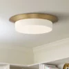 Possini Euro Design Melber Modern Ceiling Light Flush Mount Fixture 14" Wide Warm Brass Gold 3-Light Opal White Glass Shade For Bedroom Living Room -Safavieh Store GUEST 360829f5 f3dd 4663 9c20 a2a5bf80edb4