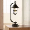 Franklin Iron Works Knox Industrial Desk Lamp 24" High Oil Rubbed Bronze LED Cage Glass Shade For Bedroom Living Room Bedside Nightstand Office House -Safavieh Store GUEST 3802febf 3ae3 4ebe 933e d06fe33de12e