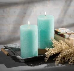 Sea Foam Pillar Candles - Set Of 2