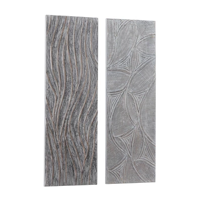 Set Of 2 Wooden Leaf Intricately Carved Wall Decors Gray - Olivia & May 5 Set Of 2 Wooden Leaf Intricately Carved Wall Decors Gray - Olivia & May - Image 3