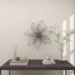 Modern Metal Floral 3D Wire Wall Decor With Crystal Embellishments Black - Olivia & May -Safavieh Store GUEST 39038b78 e01e 4e9d 932c d24ce923b38a