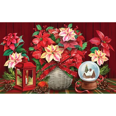 Christmas Poinsettia Doormat 30" X 18" Indoor Outdoor Briarwood Lane 4 Christmas Poinsettia Doormat 30" X 18" Indoor Outdoor Briarwood Lane - Image 2