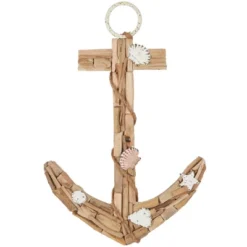 Wood Anchor Handmade Driftwood Inspired Wall Decor With Shell And Rope Accent Brown - Olivia & May -Safavieh Store GUEST 3a214398 2da0 4b8f 89bd 56d8fae340b3