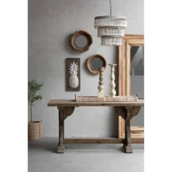 3-Tier Round Metal Chandelier With 3 Lights And Hanging Wood Beads Cream - Storied Home -Safavieh Store GUEST 3a254815 b9a2 41b9 8059 aad664ce6794
