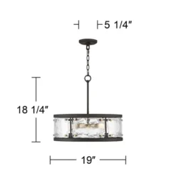 Possini Euro Design Campanelli Bronze Brass Pendant Chandelier 19" Wide Rustic Drum Waterglass Shade 4-Light Fixture For Dining Room Kitchen Island -Safavieh Store GUEST 3b6218ed 1062 4f83 92b7 3b1868e4efa4