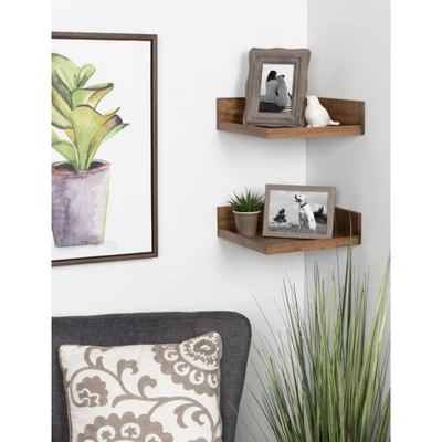 4.5" X 2.2" 2pk Levie Floating Corner Wooden Wall Shelf Set - Kate & Laurel All Things Decor 5 4.5" X 2.2" 2pk Levie Floating Corner Wooden Wall Shelf Set - Kate & Laurel All Things Decor - Image 3