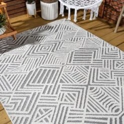 Jordan High-Low Pile Art Deco Geometric Indoor/Outdoor Area Rug - JONATHAN Y -Safavieh Store GUEST 3cfd60a9 0a7c 4c36 a646 b8148af4f9a6