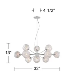 Possini Euro Design Wired Chrome Chandelier Lighting 32" Wide Modern Sputnik Art Glass 12-Light Fixture For Dining Room House Foyer Kitchen Island -Safavieh Store GUEST 3e4511b2 ff9f 4a25 8034 0fa6dd553f11