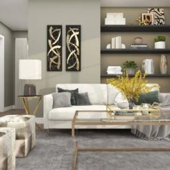 Set Of 2 Metal Abstract Dimensional Wall Decors With Wood Backing Gold - Olivia & May -Safavieh Store GUEST 3f39017f 14d5 4c9d b72c 724fb3ea6b20