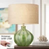 360 Lighting Modern Table Lamp With USB Charging Port 20.5" High Green Ribbed Ceramic Oatmeal Fabric Drum Shade For Bedroom Desk (Color May Vary) -Safavieh Store GUEST 40838537 0bf8 480f a7e4 f4ce91e063af