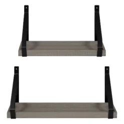2pc Sudbury Wood And Metal Wall Shelf Set - Kate & Laurel All Things Decor