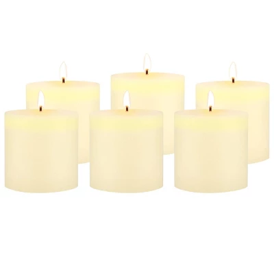 6pk Unscented Flat Top Smooth Pillar Candles Ivory - Stonebriar Collection 3 6pk Unscented Flat Top Smooth Pillar Candles Ivory - Stonebriar Collection