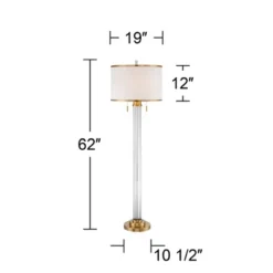 Possini Euro Design Cadence Modern Floor Lamp Standing 62" Tall Crystal Glass Column Satin Brass Linen Drum Shade For Living Room Bedroom Office House -Safavieh Store GUEST 423dd824 c25c 42b8 bded 634e5ab89186