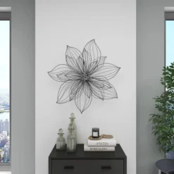 Modern Metal Floral 3D Wire Wall Decor With Crystal Embellishments Black - Olivia & May -Safavieh Store GUEST 42747c38 d1fc 4280 a700 e715fb4e971f