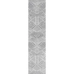 Jordan High-Low Pile Art Deco Geometric Indoor/Outdoor Area Rug - JONATHAN Y
