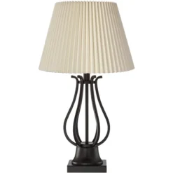 Regency Hill Hadley Industrial Table Lamps Set Of 2 26" High Bronze With AC Power Outlet Ivory Pleat Shade For Bedroom Living Room Bedside Office Desk -Safavieh Store GUEST 44a4c354 6ee0 4f0a 933d 6f5ec7ba38fa
