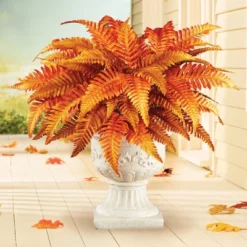 Collections Etc Artificial Fall Boston Fern Bushes - Set Of 2