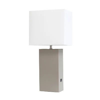 21" Lexington Leather Base Modern Home Decor Bedside Table Lamp With USB Charging Port And Fabric Shade - Lalia Home 19 21" Lexington Leather Base Modern Home Decor Bedside Table Lamp With USB Charging Port And Fabric Shade - Lalia Home - Image 17