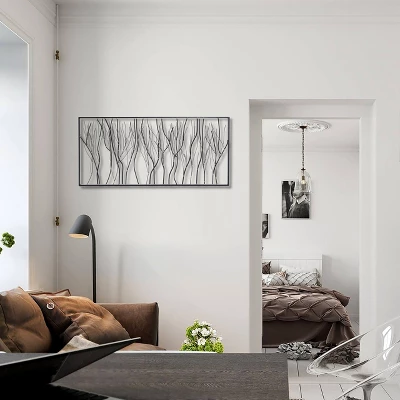 LuxenHome Black Abstract Trees Rectangular Metal Wall Decor 5 LuxenHome Black Abstract Trees Rectangular Metal Wall Decor - Image 3