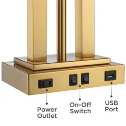 Possini Euro Design Possini Euro Deacon Brass Gooseneck Lamps With USB Port And Outlet Set Of 2 -Safavieh Store GUEST 49bfaf20 ce10 49be a11d 1873ff14b915
