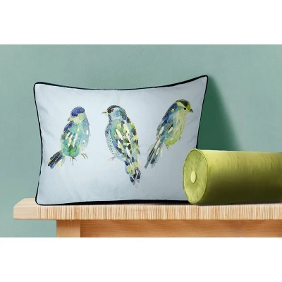 14"x24" Oversized Ribbon Embroidered Blue Birds Lumbar Throw Pillow Light Blue - Edie@Home 8 14"x24" Oversized Ribbon Embroidered Blue Birds Lumbar Throw Pillow Light Blue - Edie@Home - Image 6