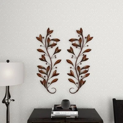 Metal Leaf Wall Decor Set Of 2 Brown - Olivia & May 11 Metal Leaf Wall Decor Set Of 2 Brown - Olivia & May - Image 9