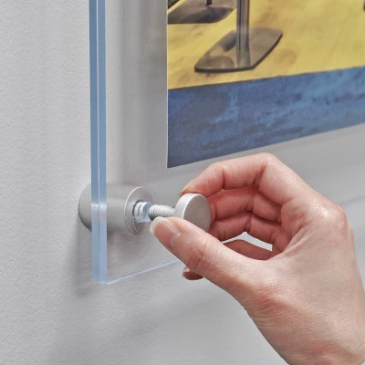 Azar Displays Floating Acrylic Wall Frame With Silver Stand Off Caps: 30" X 40" Graphic Size, Overall Frame Size: 34" X 44", 1-Pack 8 Azar Displays Floating Acrylic Wall Frame With Silver Stand Off Caps: 30" X 40" Graphic Size, Overall Frame Size: 34" X 44", 1-Pack - Image 6