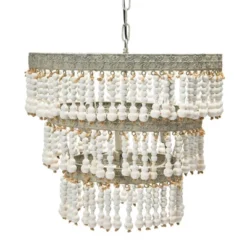 3-Tier Round Metal Chandelier With 3 Lights And Hanging Wood Beads Cream - Storied Home -Safavieh Store GUEST 5054d57d 1f1d 4e8b 8138 3d4a7a0c8281
