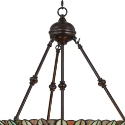 Robert Louis Tiffany Bronze Pendant Chandelier 20" Wide Rustic Peacock Stained Art Glass 3-Light Fixture For Dining Room House Kitchen Island Entryway -Safavieh Store GUEST 52ea19db f0d1 4d94 a5d1 0f1f4978b92a