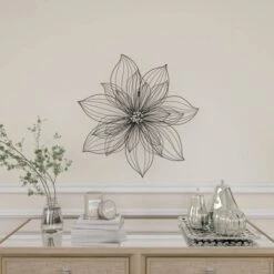 Modern Metal Floral 3D Wire Wall Decor With Crystal Embellishments Black - Olivia & May -Safavieh Store GUEST 548f0916 8c61 47b4 adec a230fce9e5be
