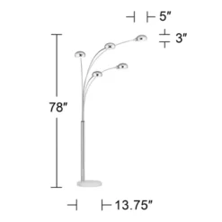 Possini Euro Design Modern Mid Century Arc Floor Lamp With USB Charging Port 5-Light 78" Tall Chrome Metal For Living Room Reading -Safavieh Store GUEST 55a73656 dc24 4e60 bbb8 aa315a740a8e