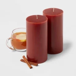2pk Pillars Warm Cider & Cinnamon Red - Threshold™ -Safavieh Store GUEST 56b3b6e9 0a2f 482d 9c6f d701a7f2f840