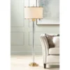 Possini Euro Design Cadence Modern Floor Lamp Standing 62" Tall Crystal Glass Column Satin Brass Linen Drum Shade For Living Room Bedroom Office House -Safavieh Store GUEST 578e2404 93cf 4a33 ba7e 4a6bf7f98e2e