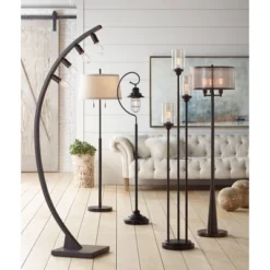Franklin Iron Works Arcos Industrial Arc Floor Lamp 71" Tall Bronze Brown Metal Dimmable LED Decor For Living Room Reading Bedroom Office House Home -Safavieh Store GUEST 5810e929 2f4c 4e54 8434 2533ddae9e0e