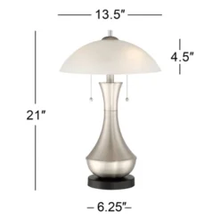 360 Lighting Simon Modern Accent Table Lamps Set Of 2 21" High Silver With USB Charging Port White Glass Dome Shade For Bedroom Living Room House Desk -Safavieh Store GUEST 59be30bd 9312 4556 be94 da36f3f8f371