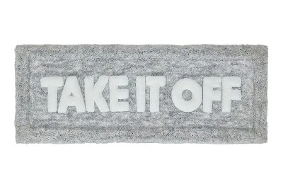 Kate Aurora Dorm Basics "Take It Off" Gray Typography Soft Tufted Oversized Bath Rug Runner - 2'x5' 5 Kate Aurora Dorm Basics "Take It Off" Gray Typography Soft Tufted Oversized Bath Rug Runner - 2'x5' - Image 3