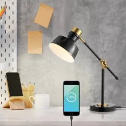 18.5" Allegra Farmhouse Adjustable Cantilever Task Lamp With USB Charging Port (Includes LED Light Bulb) - JONATHAN Y -Safavieh Store GUEST 5a5cd10c 5895 451d abba 50731303b43d