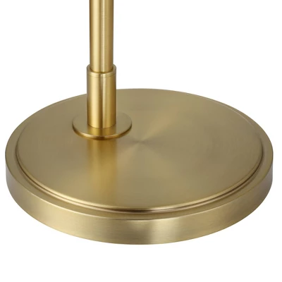 Possini Euro Design Modern Arc Floor Lamp Standing 62 1/2" Tall Warm Gold Offset Arm White Linen Drum Shade For Living Room Reading Family Bedroom 5 Possini Euro Design Modern Arc Floor Lamp Standing 62 1/2" Tall Warm Gold Offset Arm White Linen Drum Shade For Living Room Reading Family Bedroom - Image 3