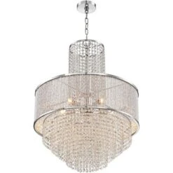 Vienna Full Spectrum Pioggia Chrome Pendant Chandelier 23 1/2" Wide Modern Crystal 5-Light Fixture For Dining Room House Foyer Kitchen Island Entryway -Safavieh Store GUEST 5bbea872 6b51 4d10 a91b 1744b551ad9d