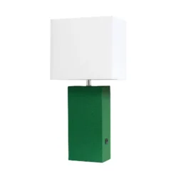 21" Lexington Leather Base Modern Home Decor Bedside Table Lamp With USB Charging Port And Fabric Shade - Lalia Home 39 21" Lexington Leather Base Modern Home Decor Bedside Table Lamp With USB Charging Port And Fabric Shade - Lalia Home -Safavieh Store GUEST 5c3b3f3f 863a 4f60 b488 5842169f1286